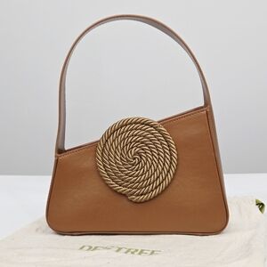 Deetree Brown Satchel with Gold Spiral Accent
